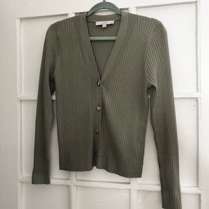 Green ribbed Loft Cardigan
